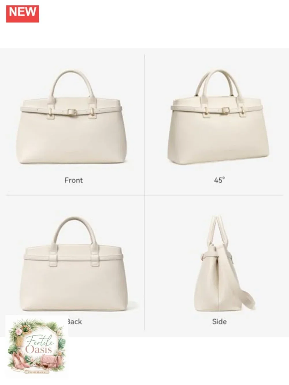 Vegan Leather Satchel Bag Women Structured Work Tote Handbag Removable Strap
